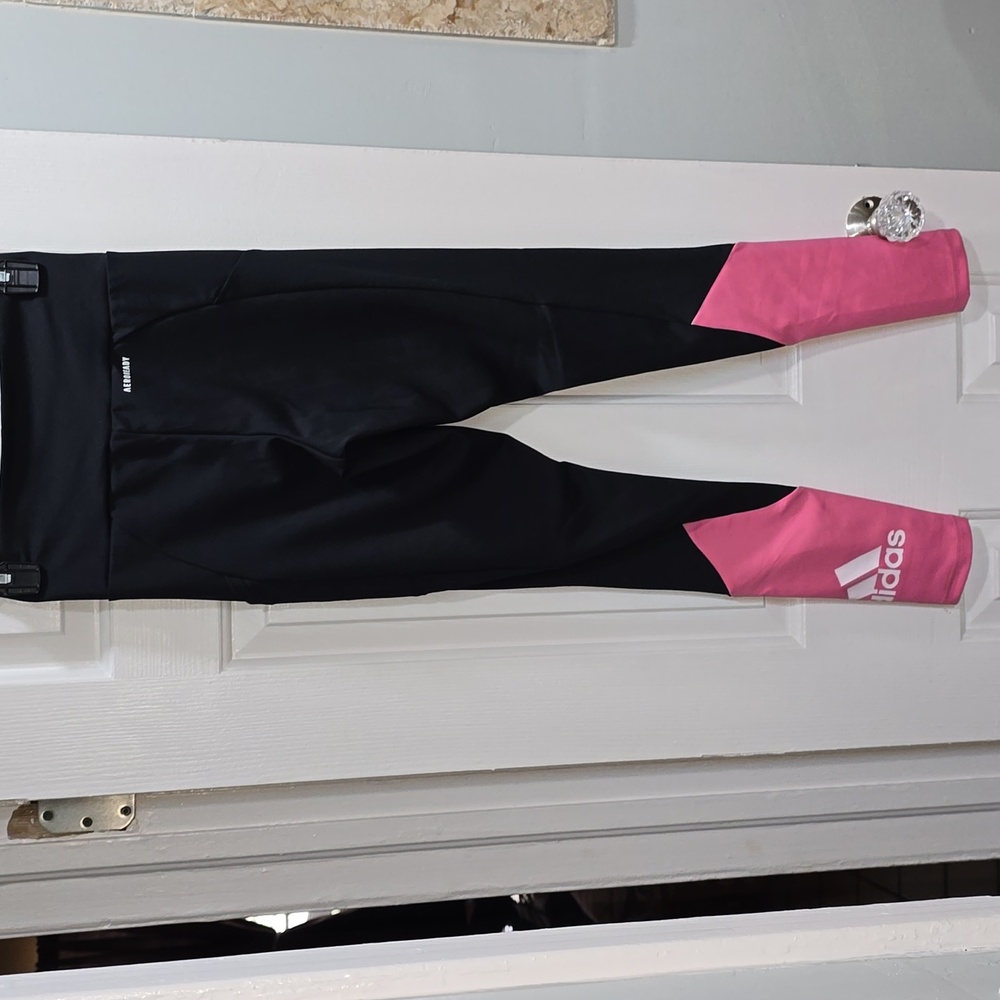 Adidas Black & Pink Workout Leggings Woman's Size XS - Picture 8 of 10